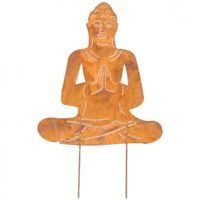 Buddha Gartenstecker Edelrost Eisen stabil 96cm 60 x 70cm