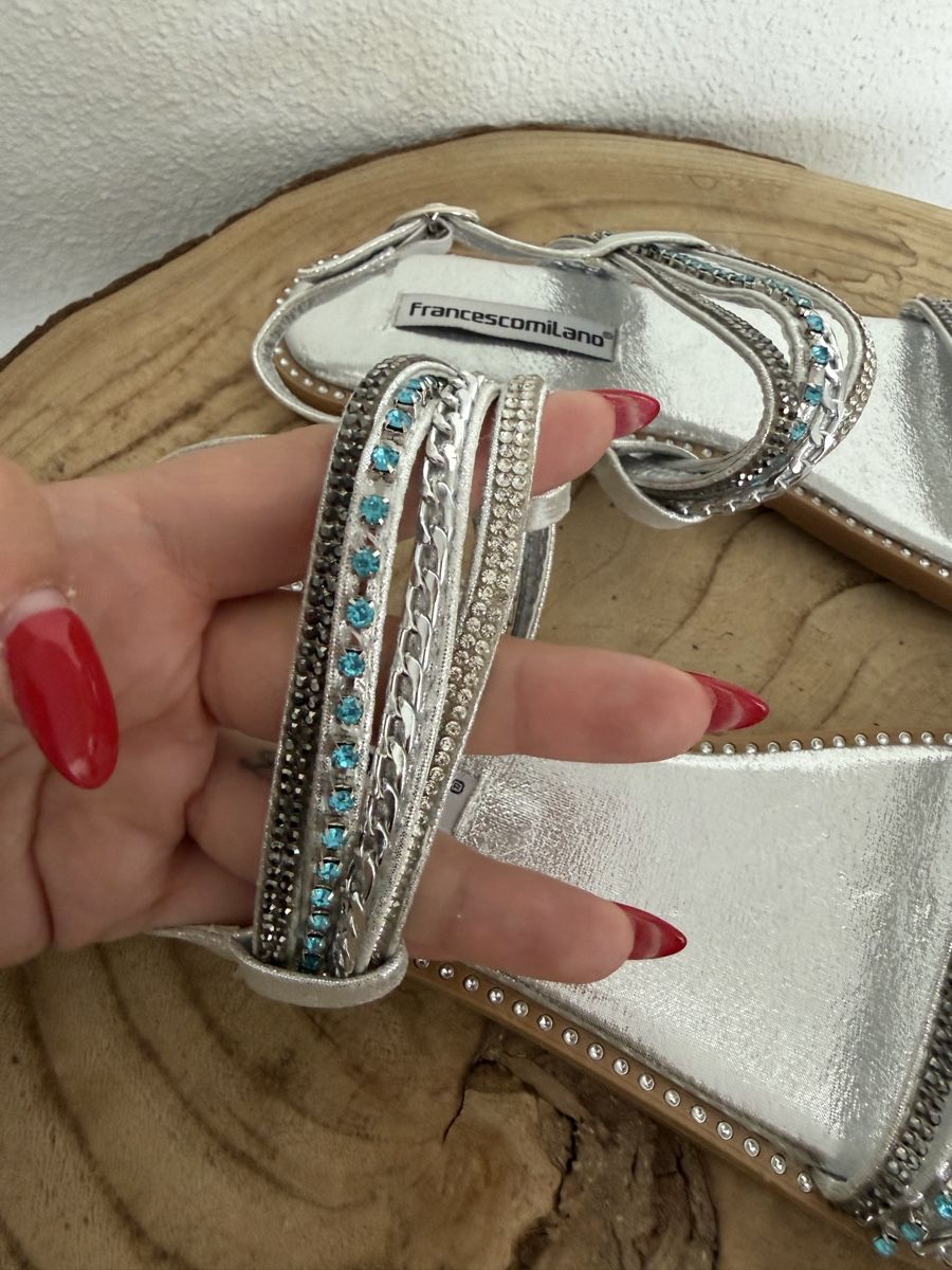 Damenschuhe: Francescomilano Sandalen Silber mit Strass Gr. 39 – Neu (gemäss Beschreibung) aus Hägglingen von Raff_Ella 2