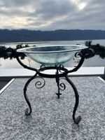 Glasschale auf geschmiedetem Ständer, stabil, wie NEU
