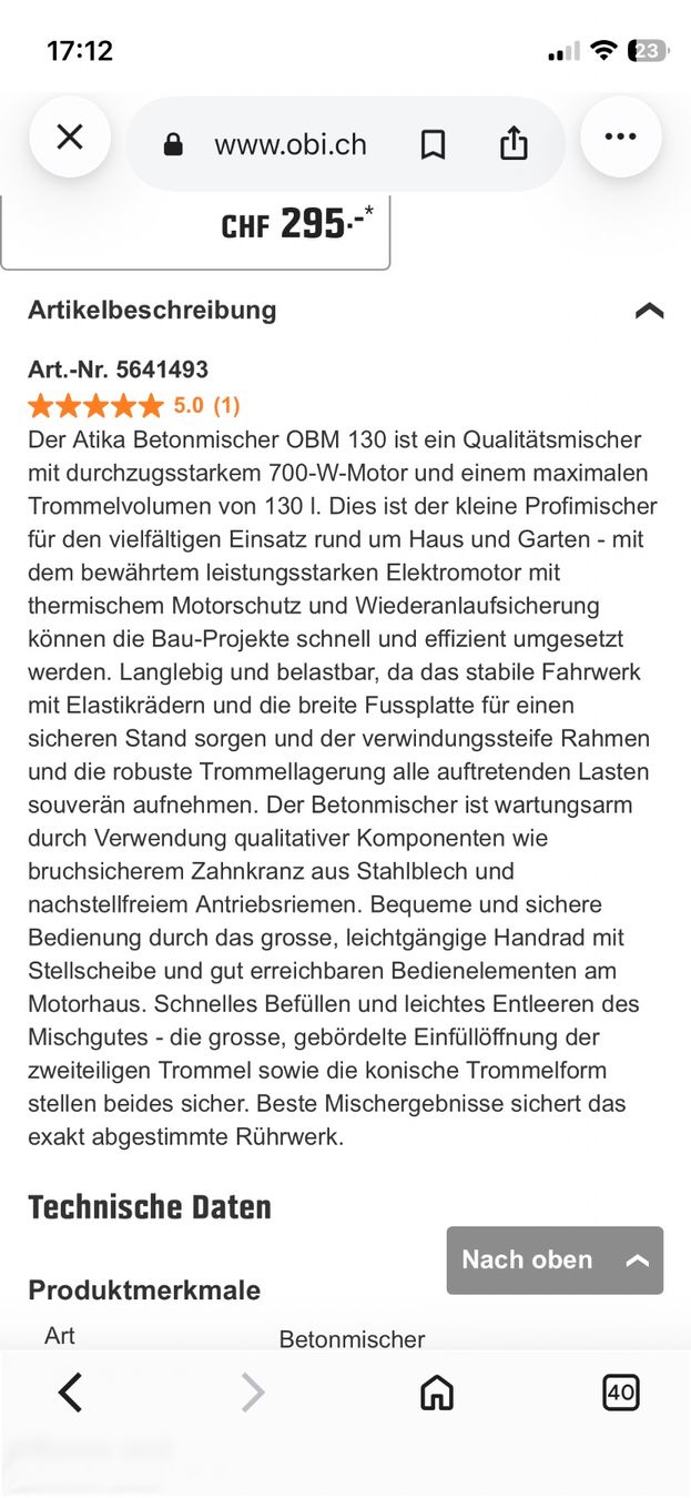 Tutte le macchine: Elektrischer Betonmischer – Nuovo (secondo la descrizione) da Degersheim venduto da 19saemi96 4