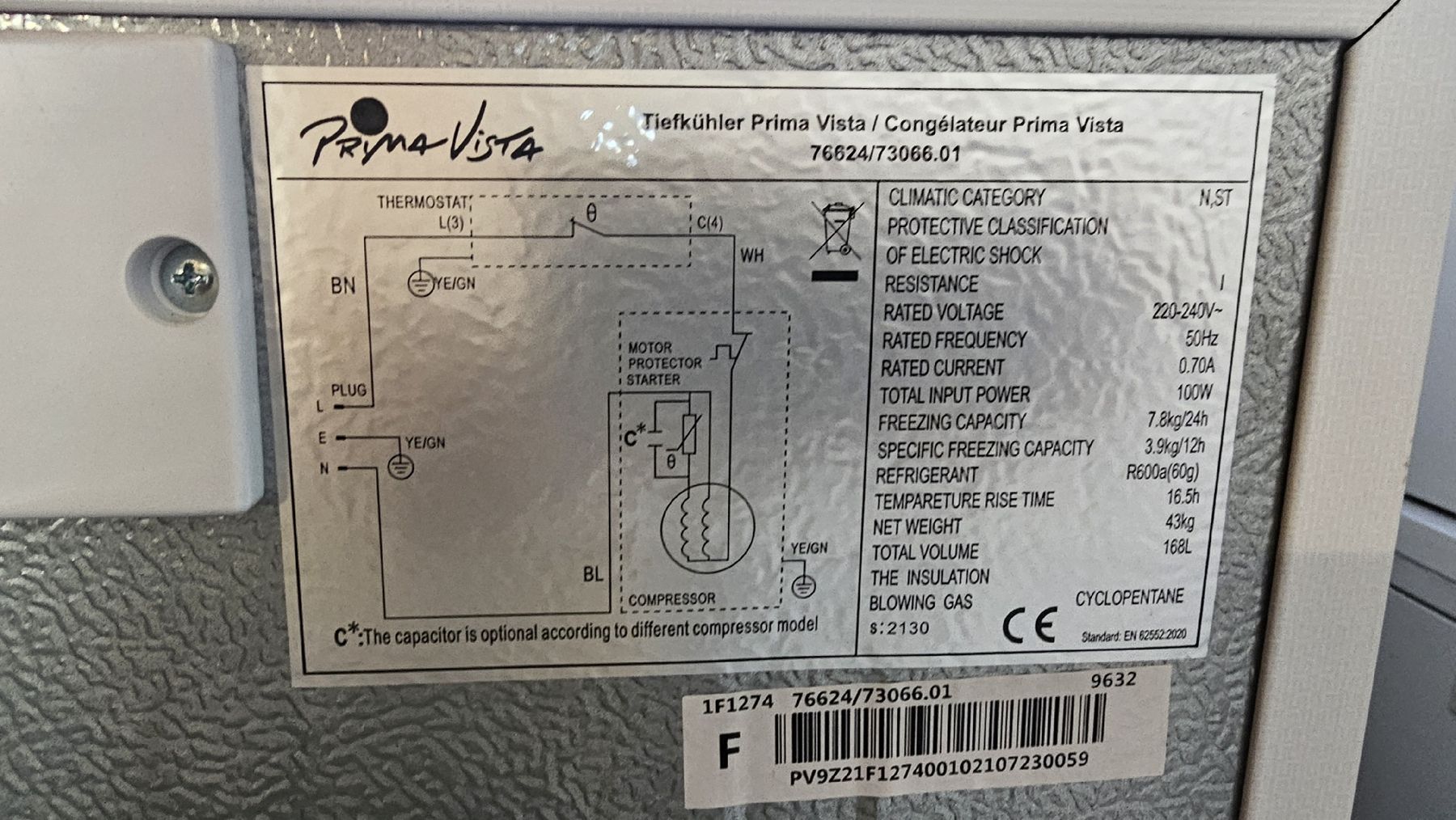 Congelatori: Prima Vista Tiefkühler 168L – Usato da Hörhausen venduto da Dzinecker 4