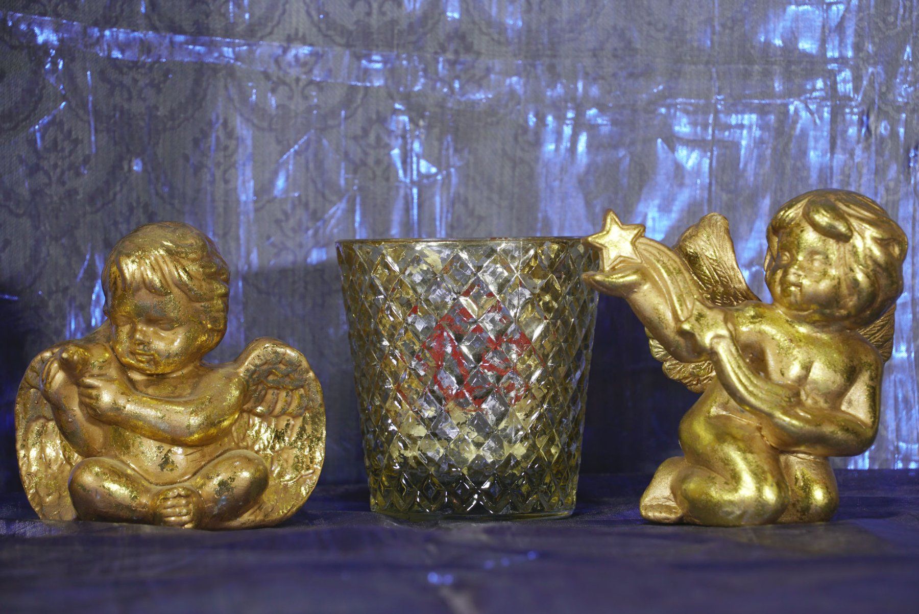 Tutte le decorazioni: Paar goldene Keramik Engel – Usato da Meggen venduto da Brockitare