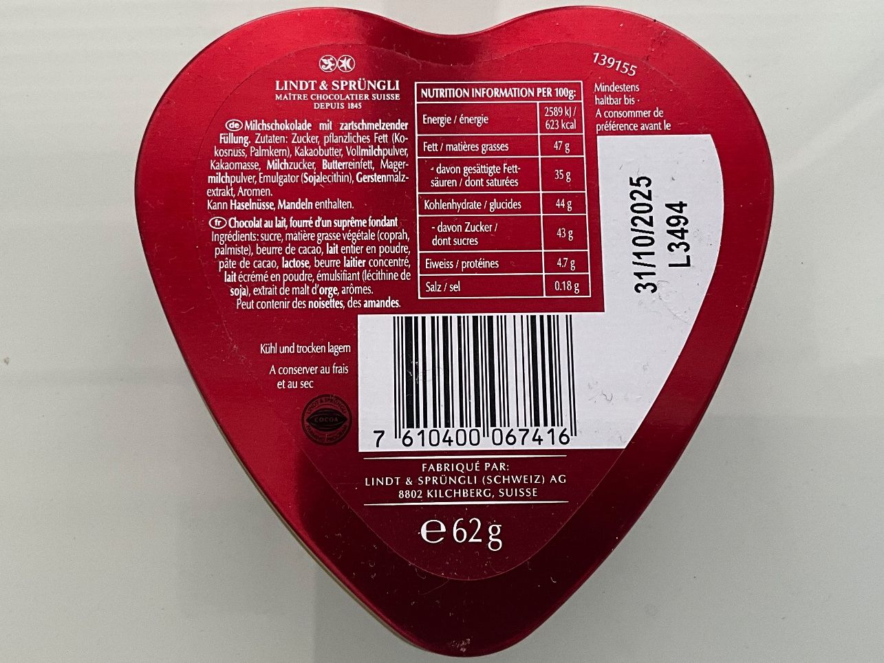 Contenitori & Simili: Lindor Herz 62g Aluminium-Dose – Nuovo (secondo la descrizione) da Zürich venduto da Matz2001 2