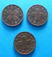 Münzen 1 Rappen 1948-1959 und 63,66,67,69,70,71