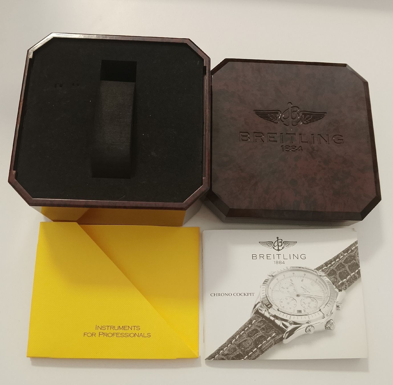 Breitling Scatole porta orologi: Breitling Uhrenbox mit Anleitung Vintage  – Usato da Biel/Bienne venduto da Vintage-timearts 1