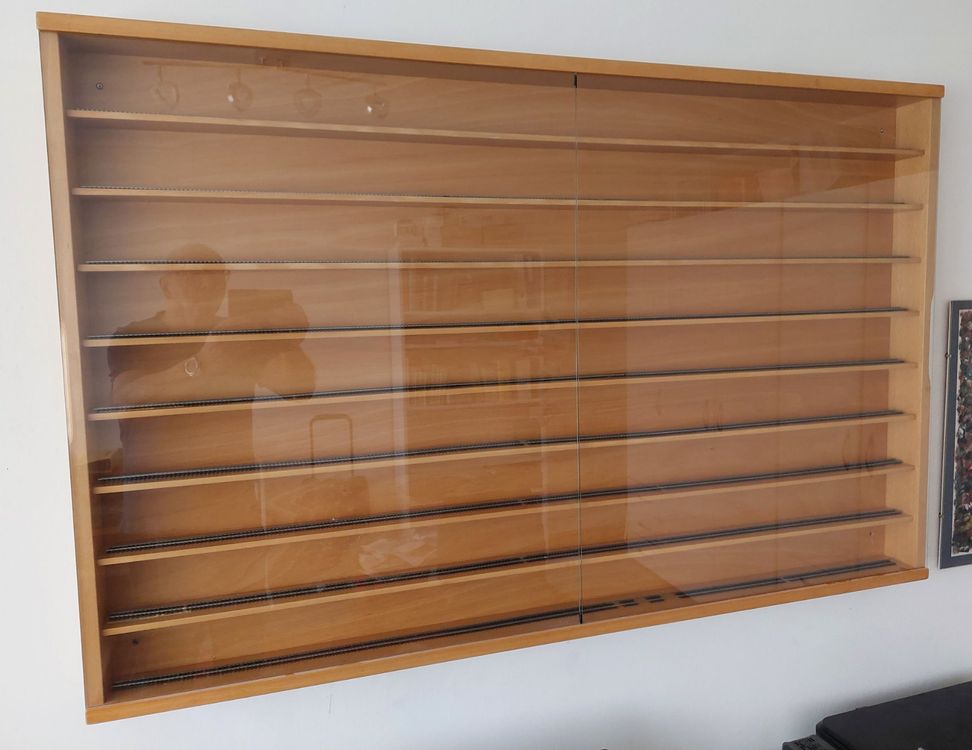 Fingerhut Vitrine Aus Holz - Sammlervitrine Für 64 Fingerhüte 30x6,5x54cm