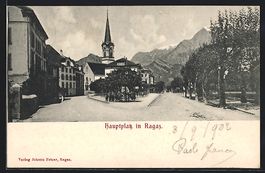 Ragaz, Partie des Hauptplatzes mit Kirch