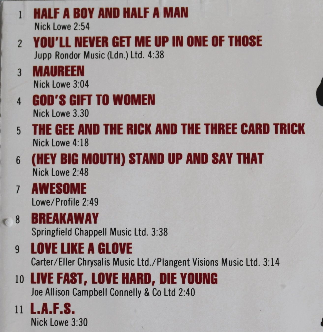CDs: Nick Lowe and his cowboy outfit – Gebraucht aus Worblaufen von Cookie23 2