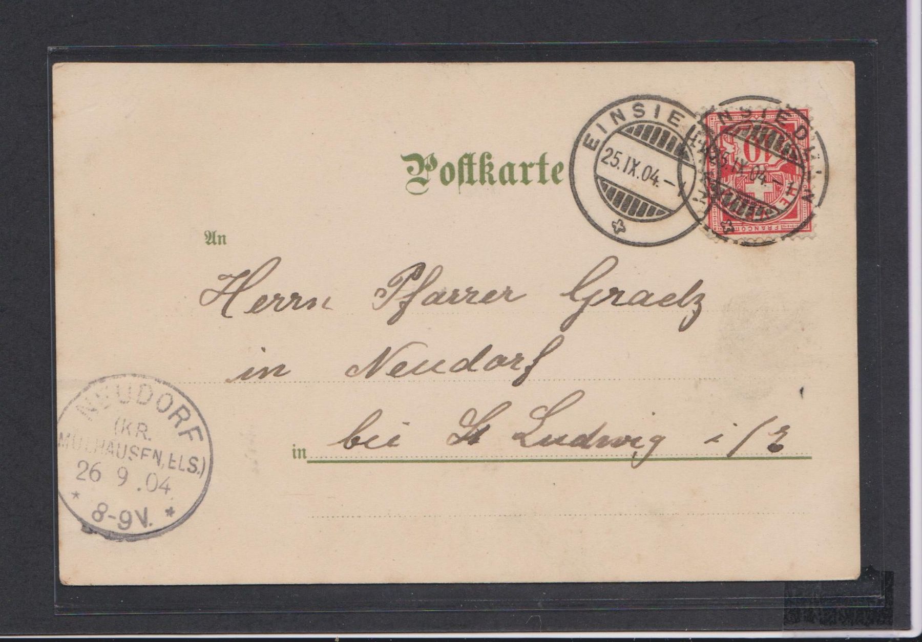 Cartoline postali: Einsiedeln    _    alte Ansichtskarte Litho von 1904 – Usato da Vitznau venduto da Ropaku 4