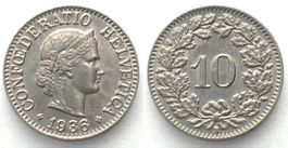 EIDGENOSSENSCHAFT 10 Rappen 1936 Nickel ERHALTUNG! unz-