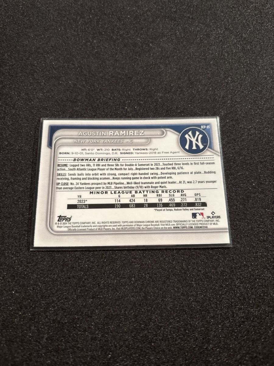 Topps Carte collezionabili: Agustin Ramirez - New York Yankees - Bowman Chrome – Usato da Kaiseraugst venduto da Baum_12 1