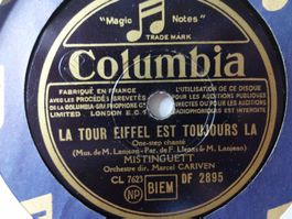 Disque 78 tours Columbia aiguille de Mistinguett - DF 2895