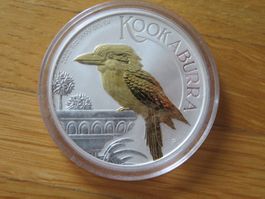 Kookaburra Münze 2022 / 1 Unze Silber gilded