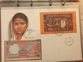 Banknoten-Brief Sri Lanka - 5 Rupie - 1986