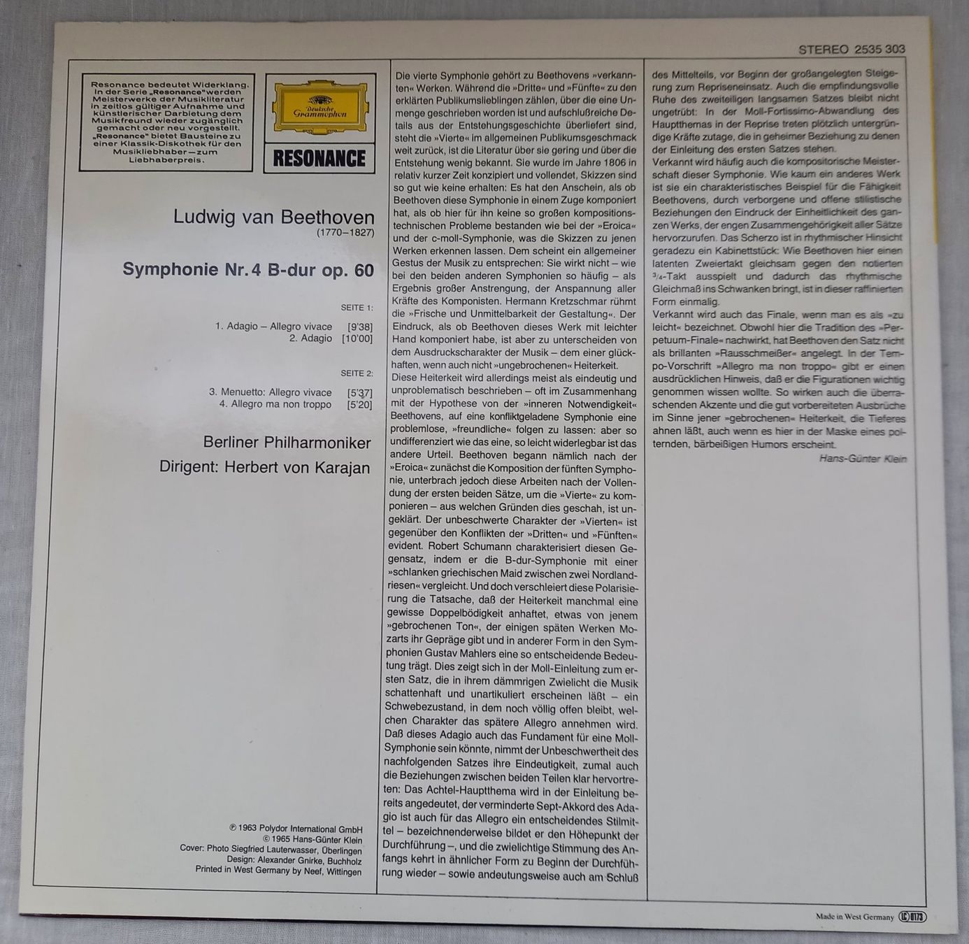 Dischi in vinile: KLASSIK-LP "Beethoven - Symphonie Nr. 4" – Nuovo (secondo la descrizione) da Binningen venduto da mar_2jlr 2