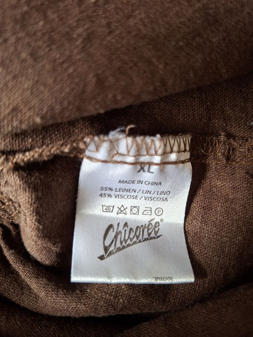 Camicette: Chicorée Leinen Bluse, Gr. XL, braun, vintage – Usato da Klingnau venduto da vollmond36 5