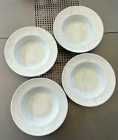 4 Grosse, tiefe Suppen / Pasta Teller, Porzellan, weiss