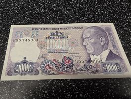 1000 Lira Banknote Türkei guter Zustand 1975