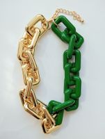 Statement Halskette Grün Gold Chunky Chain 45 cm Top!