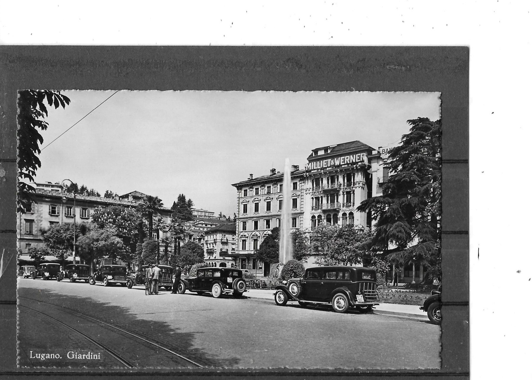 Ansichtskarten: TI Lugano Giardini mit Oldtimer – Gebraucht aus Schocherswil von Wilare