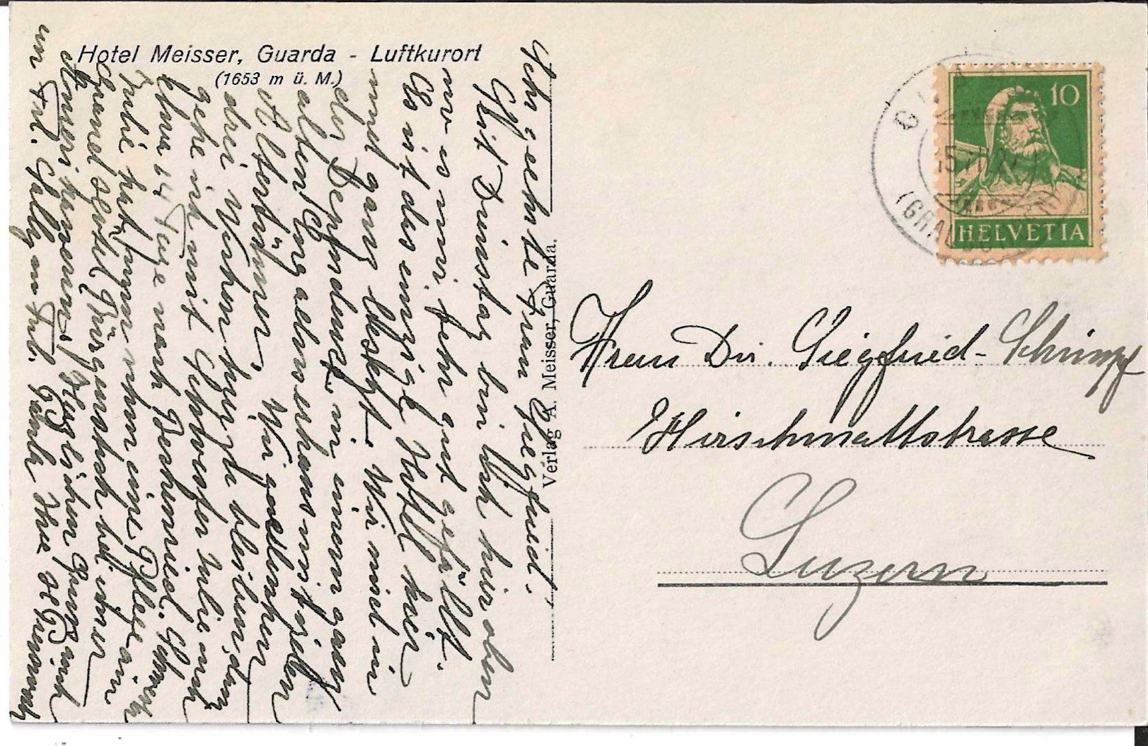 Cartes postales: Karte Guarda  1927 – D'occasion à Zürich par Philacat11 1