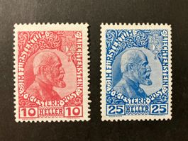 Liechtenstein, 1912, Kreidepapier, Kat. 2x+3x, *, KP 240.--