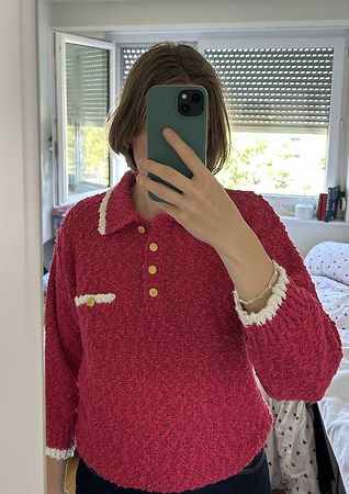 ROSA BOUCLE POLO-PULLOVER