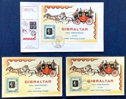 1990 - Gibraltar GB - FDC +Block **+ET150 Jahre Briefmarken
