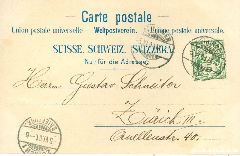 Cartoline postali: Rosenlaui - Weg nach ... Litho + 1901 – Usato da Emmenbrücke venduto da teestube 1
