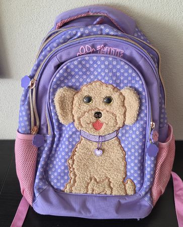 Kinder Rucksack lila/pink mit Hundemotiv Grösse ca. 35cm