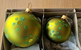 Weihnachtsdeko, Weihnachtskugeln grün Glas (2 Stk)