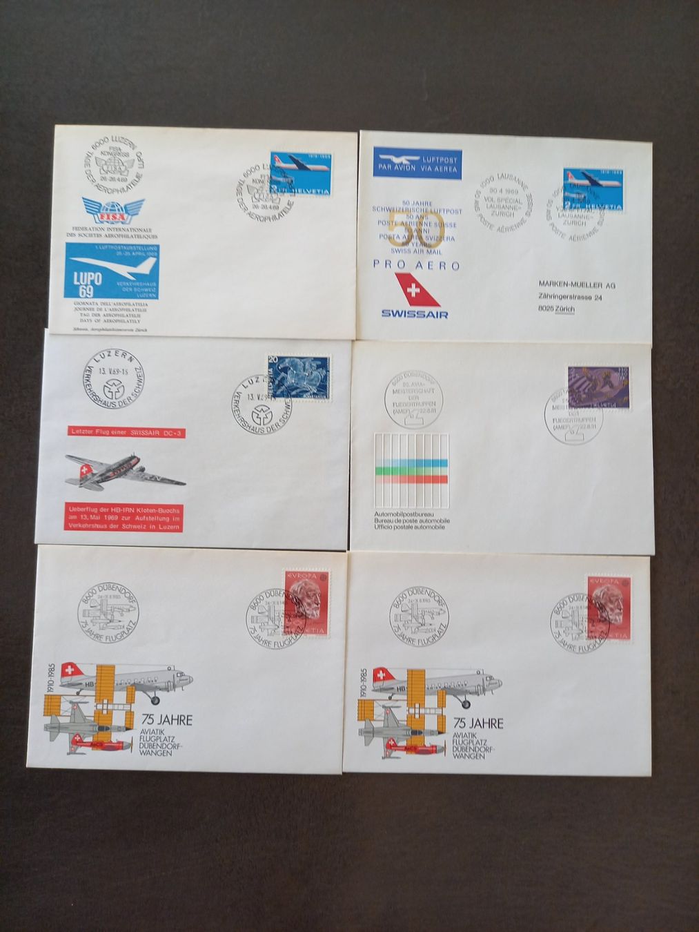Alle Briefmarken: 6 FDC aviation – Gebraucht aus Courtételle von Chris28