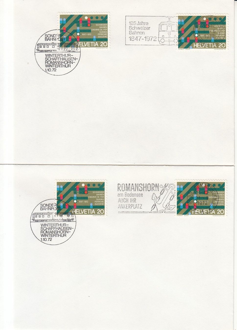 Alle Briefmarken: 125 Jahre Schweizer Bahnen – Gebraucht aus Bürglen TG von StampGraf 2