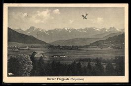 AK Bern, Berner Flugplatz, Belpmoose, Flieger in der Luft