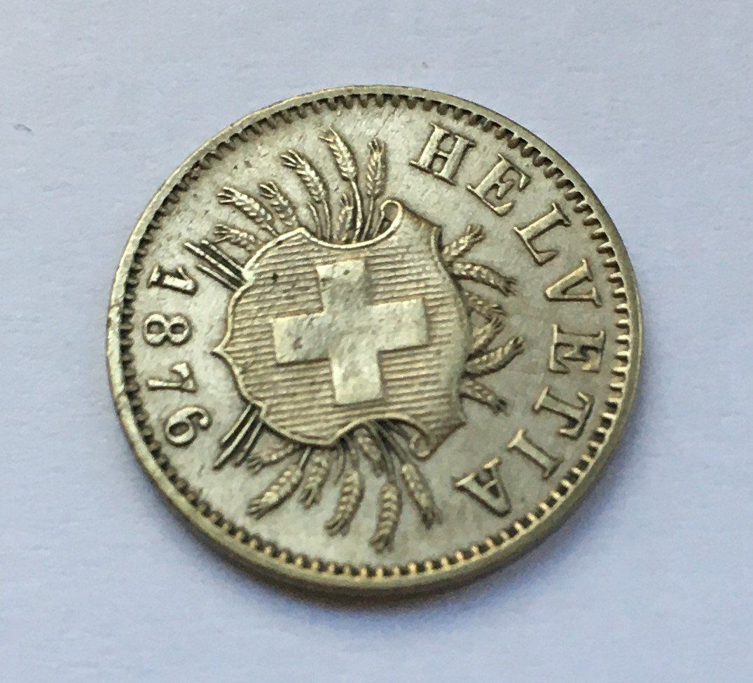 Tutti le monete: 1876 5 Rappen vz+ – Usato da Kirchberg SG venduto da Helveticus00 1