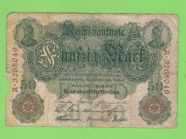 Seltene 50 Mark Reichbanknote von 1910