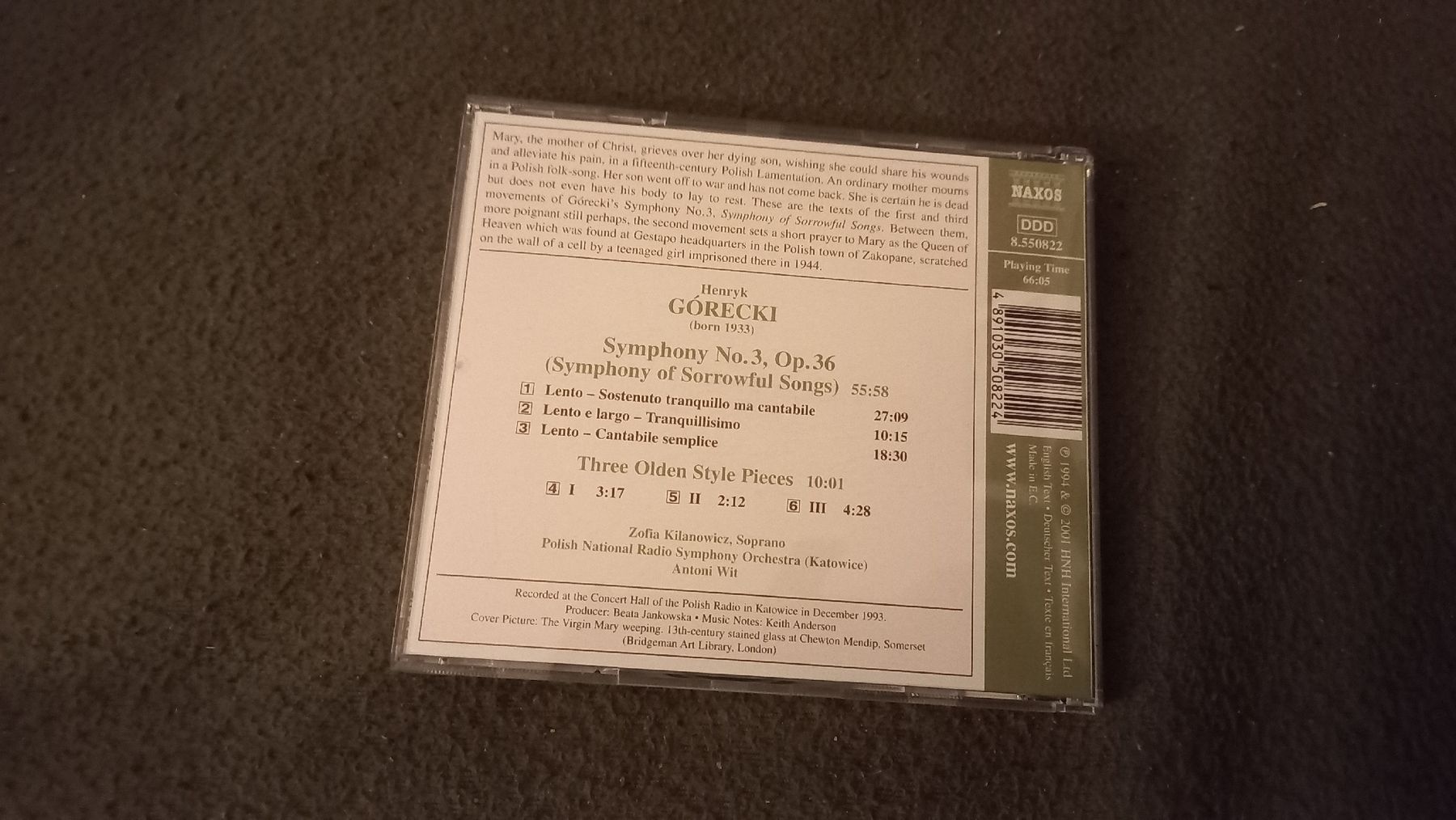 CD: Henryk Górecki Symphony No. 3 CD – Usato da Olten venduto da Donatello1984 1