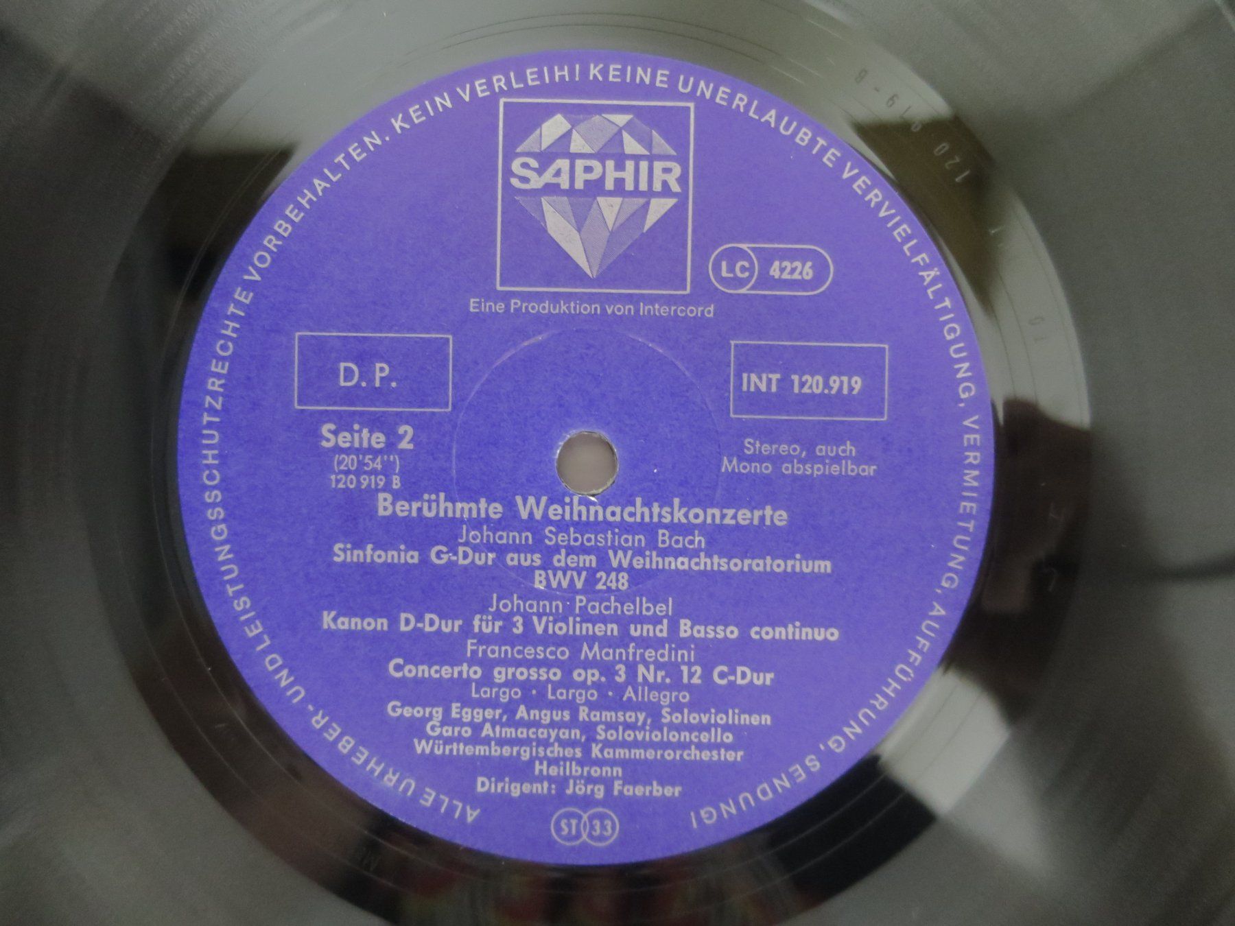 Dischi in vinile: Corelli, Torelli, Bach - Berühmte Weihnachtskonzerte (Vinyl) – Usato da Esslingen venduto da Lp4you 3