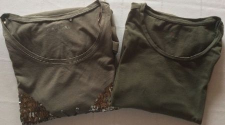 2 Damen schöne Shirt Kaki und Braun Grösse L