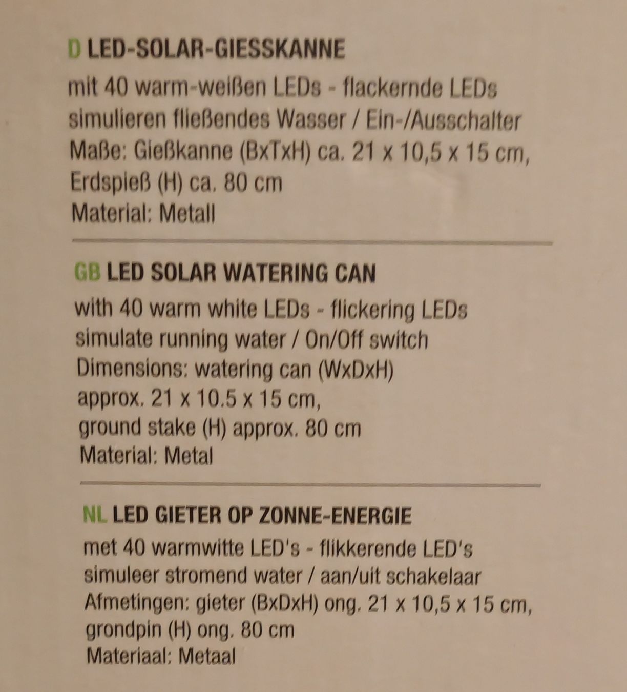 Alle Dekorationen: LED Solar Giesskanne, Garten Deko mit Erdspiess, Neu – Neu und originalverpackt aus Rheinsulz von Dred 3
