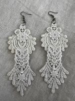 Spitzen-Ohrringe Weiss, handgemacht, Sommer-Schmuck 2024