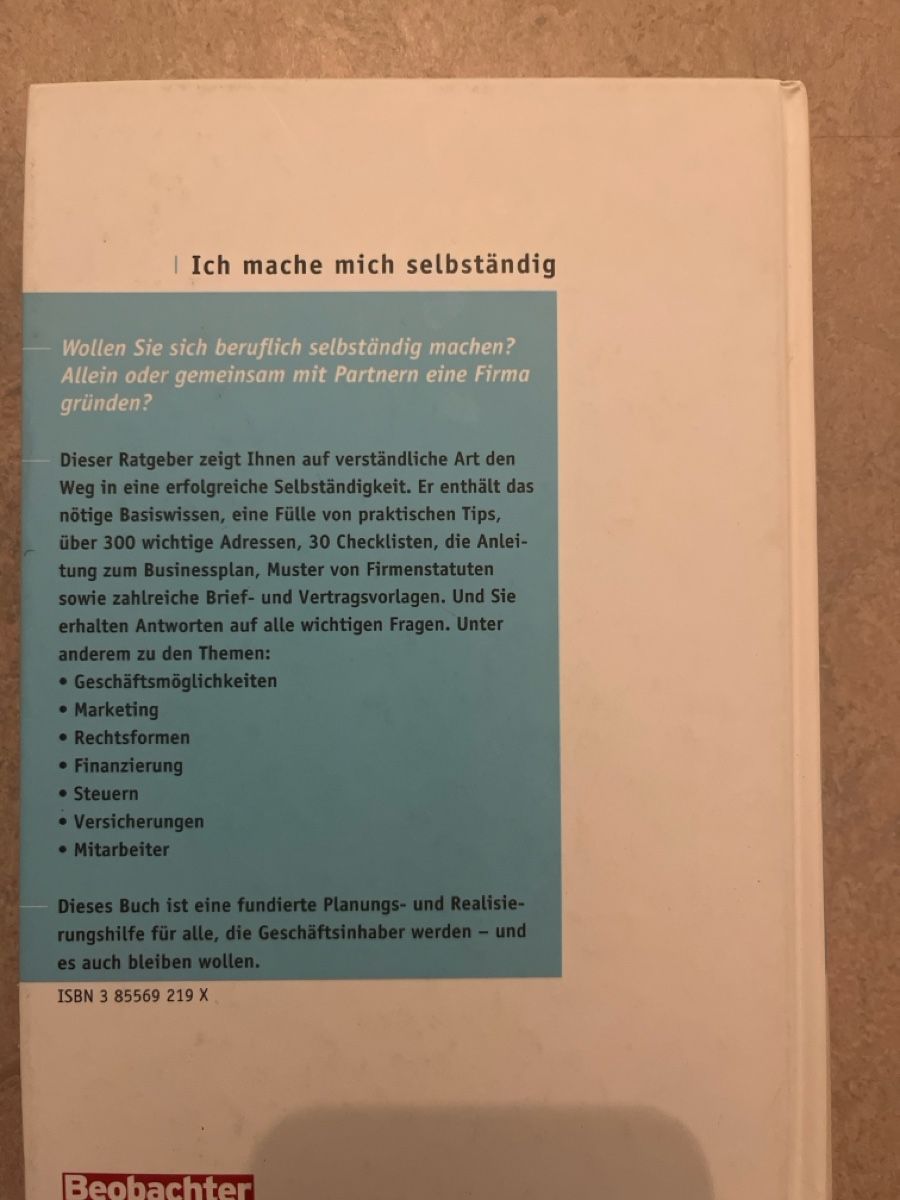 Libri: Ratgeber Ich mache mich selbstständig Norbert Wini.  – Usato da Winterthur venduto da rat_cz9v 1