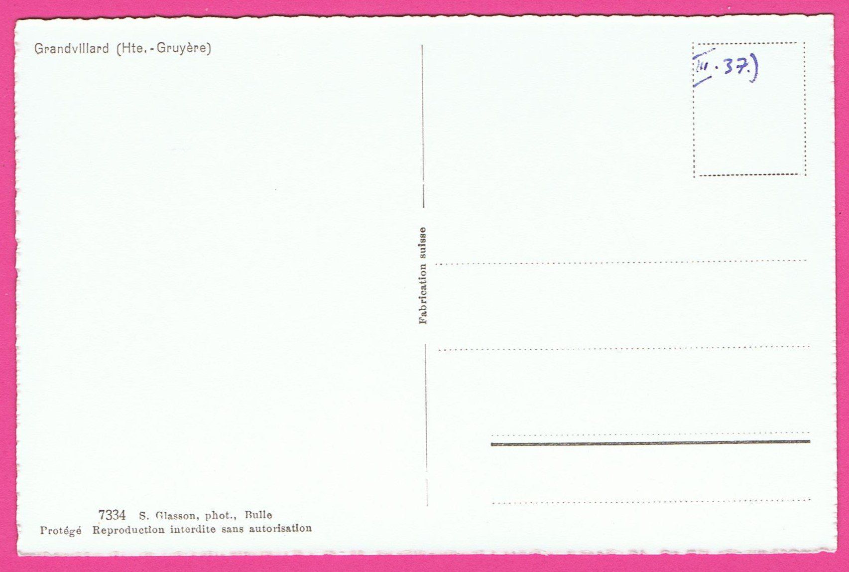 Cartes postales: Grandvillard Hte. - Gruyère – D'occasion à Einsiedeln par dillie 1