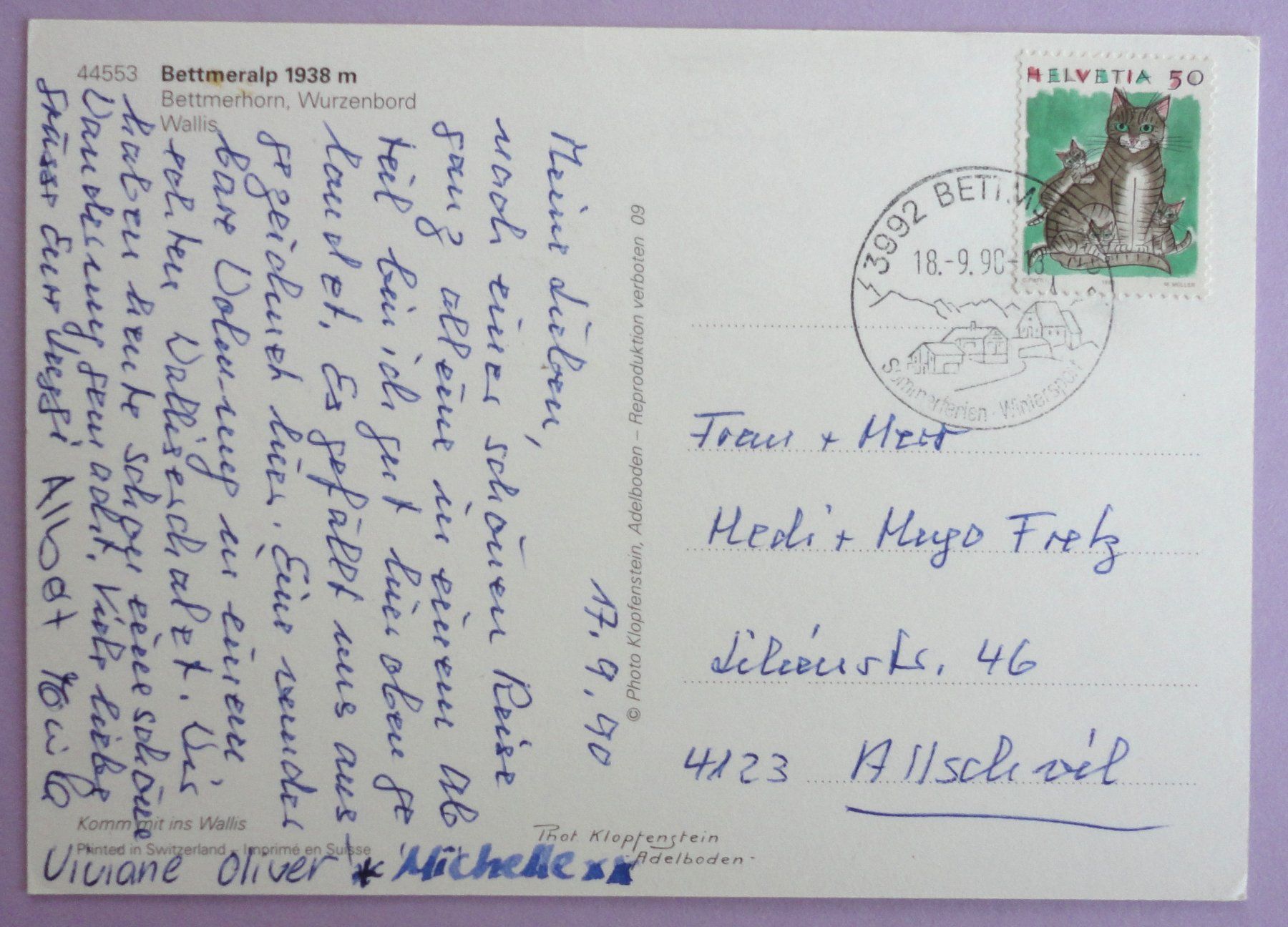 Cartes postales: Bettmeralp 1938 m – D'occasion à Fétigny par Billy2miny 1