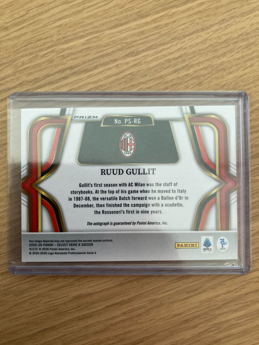 Panini Cartes à collectionner: Panini Select Serie A 2025-2026 - Ruud Gullit Auto – Neuf (Voir description) à La Tour-de-Peilz par Tyalos_Cards 1