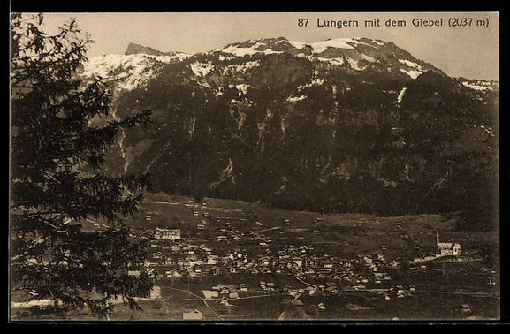 Cartoline postali: AK Lungern, Ortsansicht mit dem Giebel – Usato da Berlin venduto da bartko-reher
