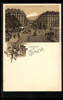 Litho Geneve, La Rue du Mont Blanc, Stra