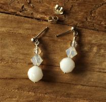 Boucles oreilles Ag & Swarovski blanc / Ohrstecker Silber