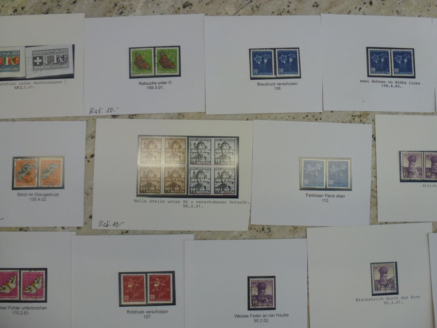 Alle Briefmarken: Grosse Sammlung ++ Schweizer Abarten auf 49 Karten ab 1909 – Gebraucht aus Walkringen von Casablanca777 2