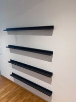 4er Set Wandregale Vollholz (Bilderleisten) in dunklem grau